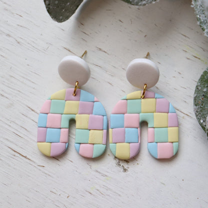 Pastel Plaid Arch Earring