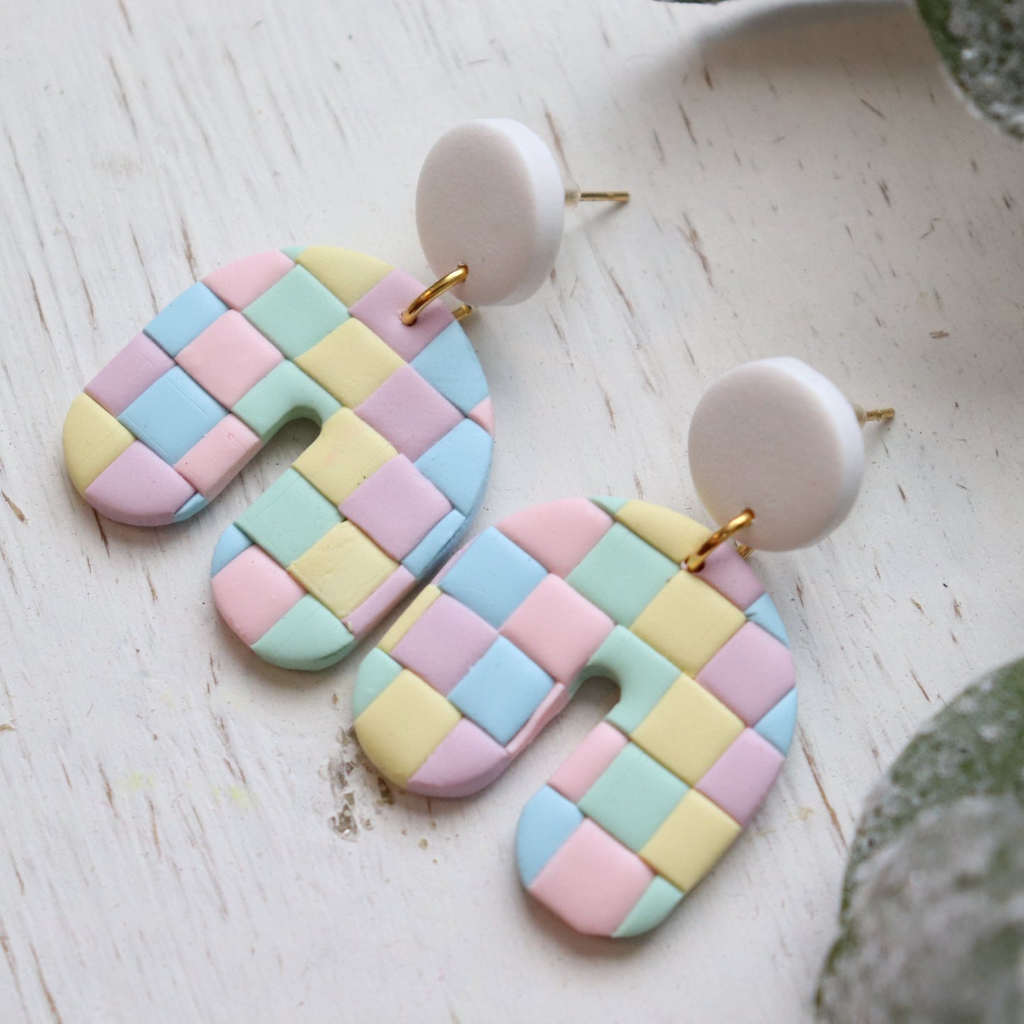 Pastel Plaid Arch Earring