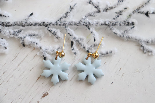 Blue Sparkle Snowflake Earrings