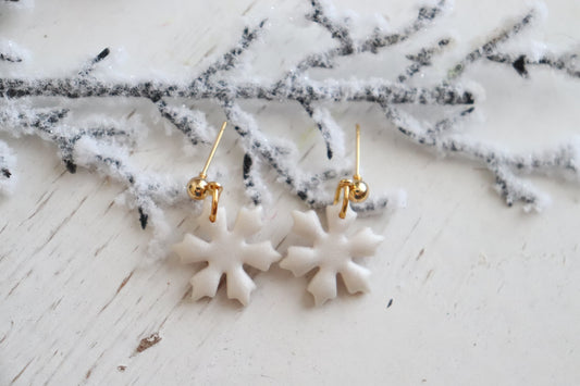 White Sparkle Snowflake Earrings
