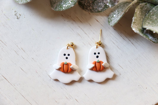 Ghost and Pumpkin Earrings