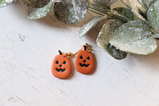 Carved Pumpkin Dangle Earrings
