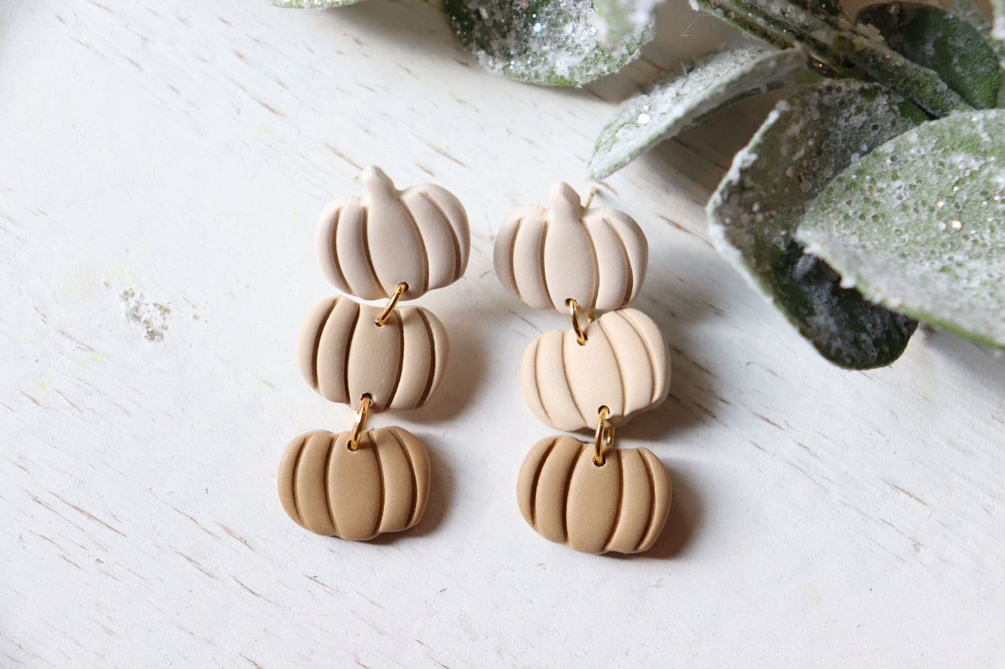 Neutral Triple Pumpkin Dangle Earrings