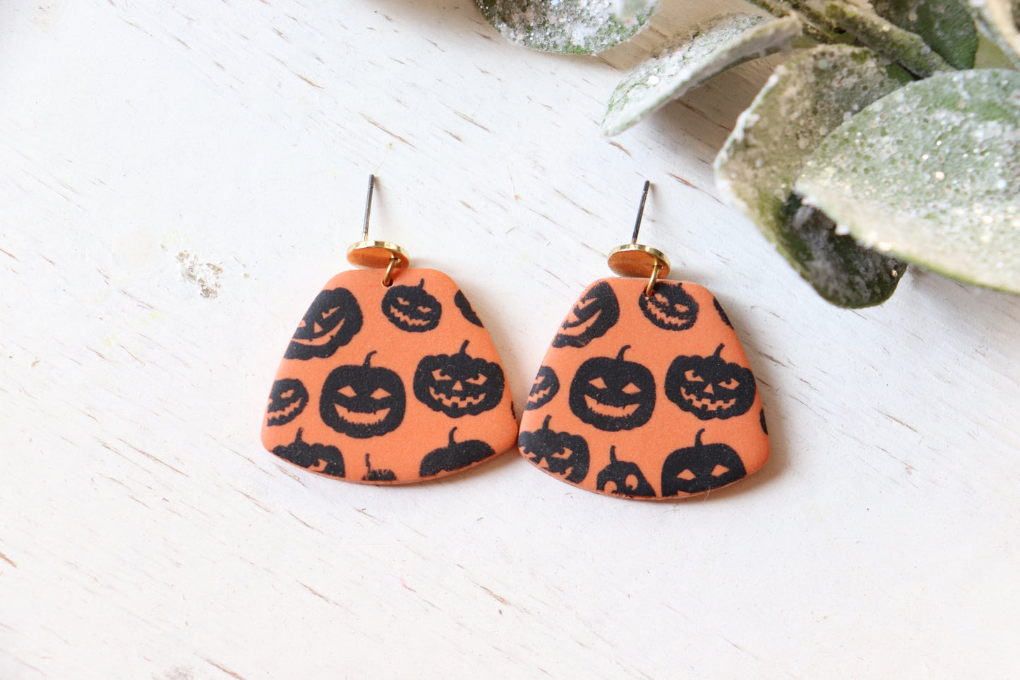 Orange Halloween Dangle Earrings