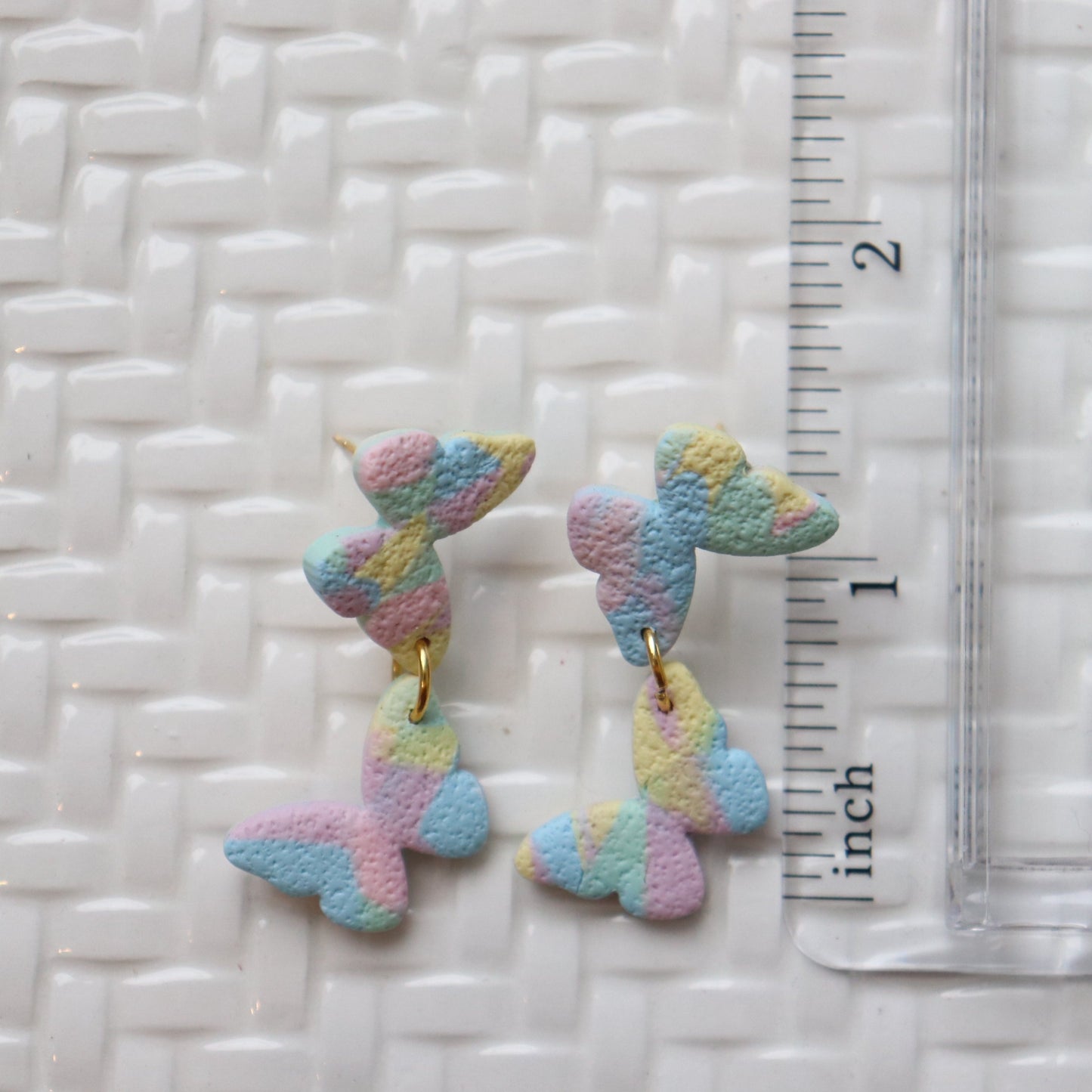 Pastel Marbled Butterfly Earrings