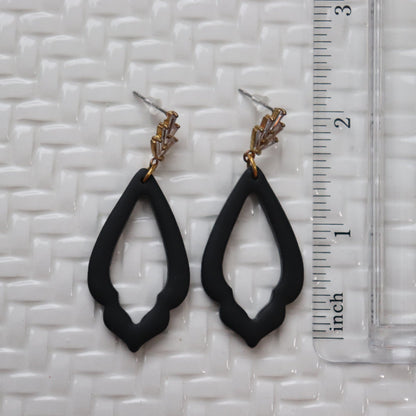 Elegant Black Sparkle Dangle Earrings