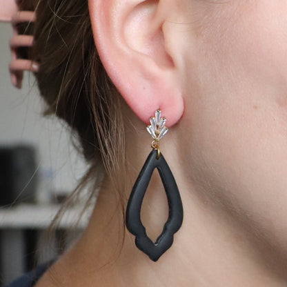 Elegant Black Sparkle Dangle Earrings