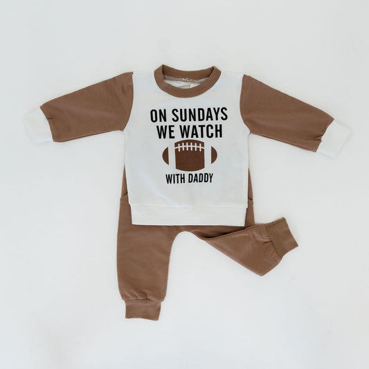 On Sundays We Watch Football with Daddy' Two-Piece Baby/Toddler Lounge Set