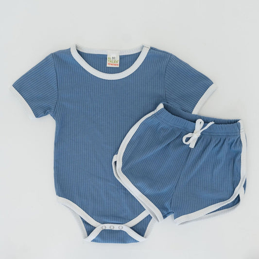 Blue Ribbed 2-Piece Outfit