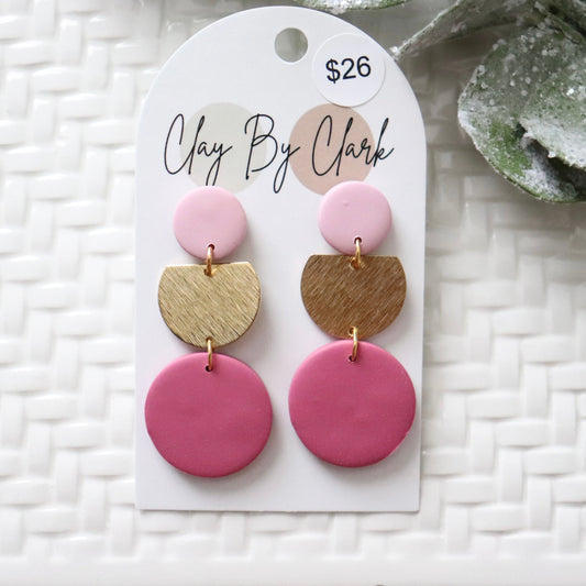 Two Toned Pink Dangle Earrings